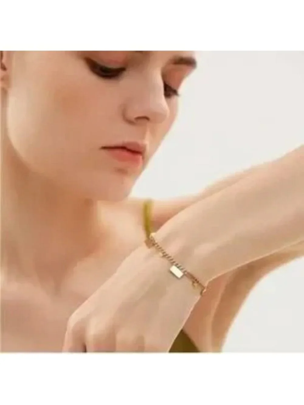 Gold 14k Gold Plated Bar Chain Bracelet